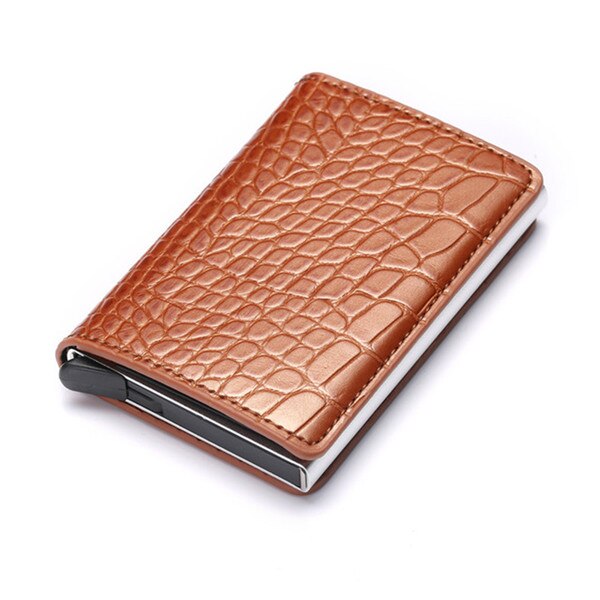 Business ID Credit Card Holder Men Women Coin Leather Wallet RFID Aluminium CardHolder Box with Money Clips Purse