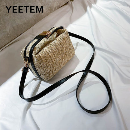 Women&#39;s Bag Korean Summer Straw Woven Handbag Fashion Clutch All-match Shoulder Bag Diagonal Bag Purse Fashion Tote Bag