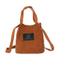 Vintage Canvas Handbags Corduroy Literary and Artistic Women&#39;s Shoulder Bag Simple Solid Color Buckle Handbag Bucket Cloth Bag