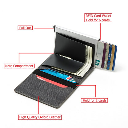 Business ID Credit Card Holder Men Women Coin Leather Wallet RFID Aluminium CardHolder Box with Money Clips Purse