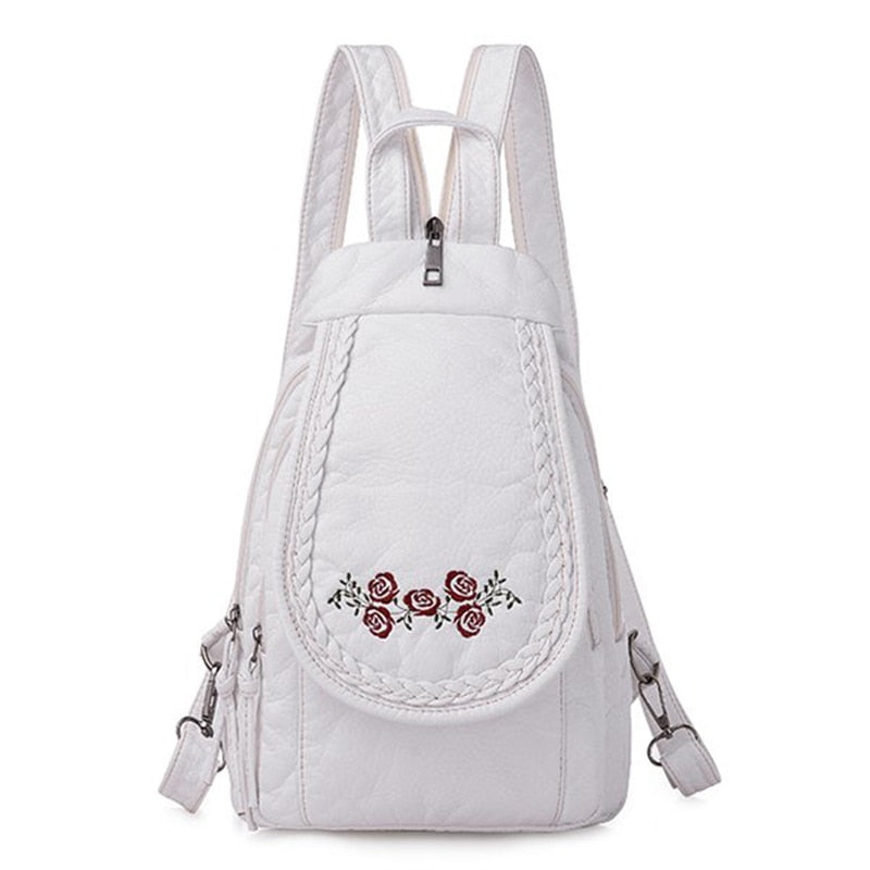 High Quality Backpack for Women New White Leather Backpack School Bag for Teenage Girls Female Travel Backpack Mochila