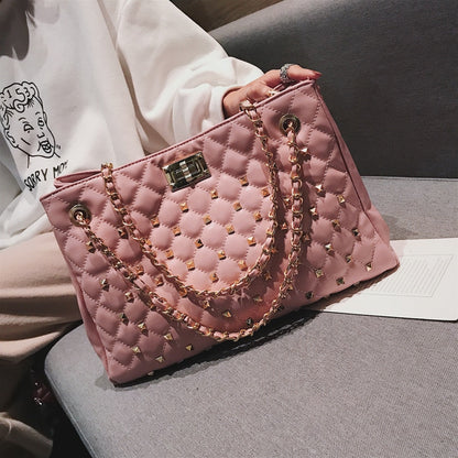 Large Capacity Rivet Fashion Tote Luxury Channels Handbags Women Leather Bags Designer Bolsos Mujer Shoulder Clutch Bag Female