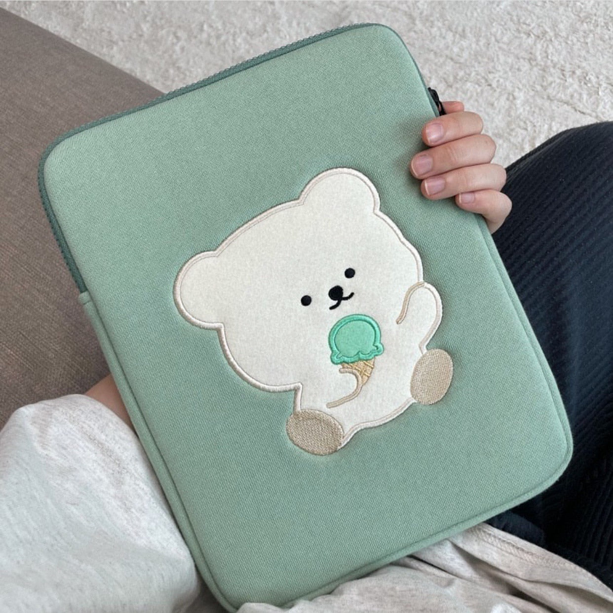 New Korean Ins Bear 13 Inch Laptop Tablet Case For Mac Ipad Pro 9.7 10.8 11 13.3 14.5 15 inch Cute Bear Laptop Sleeve Inner Bag
