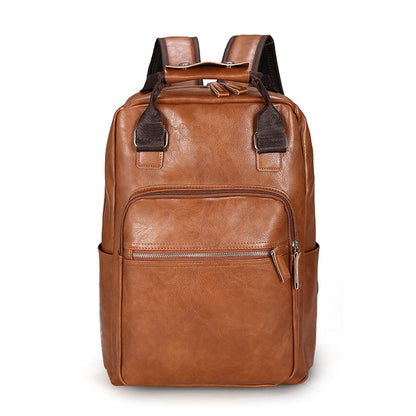 Men Backpack PU Leather Bagpack Large laptop Backpacks Male Mochilas Casual Schoolbag For Teenagers Boys Brown Black