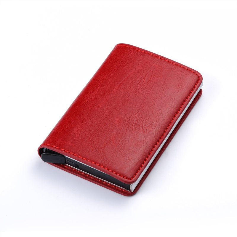 Business ID Credit Card Holder Men Women Coin Leather Wallet RFID Aluminium CardHolder Box with Money Clips Purse