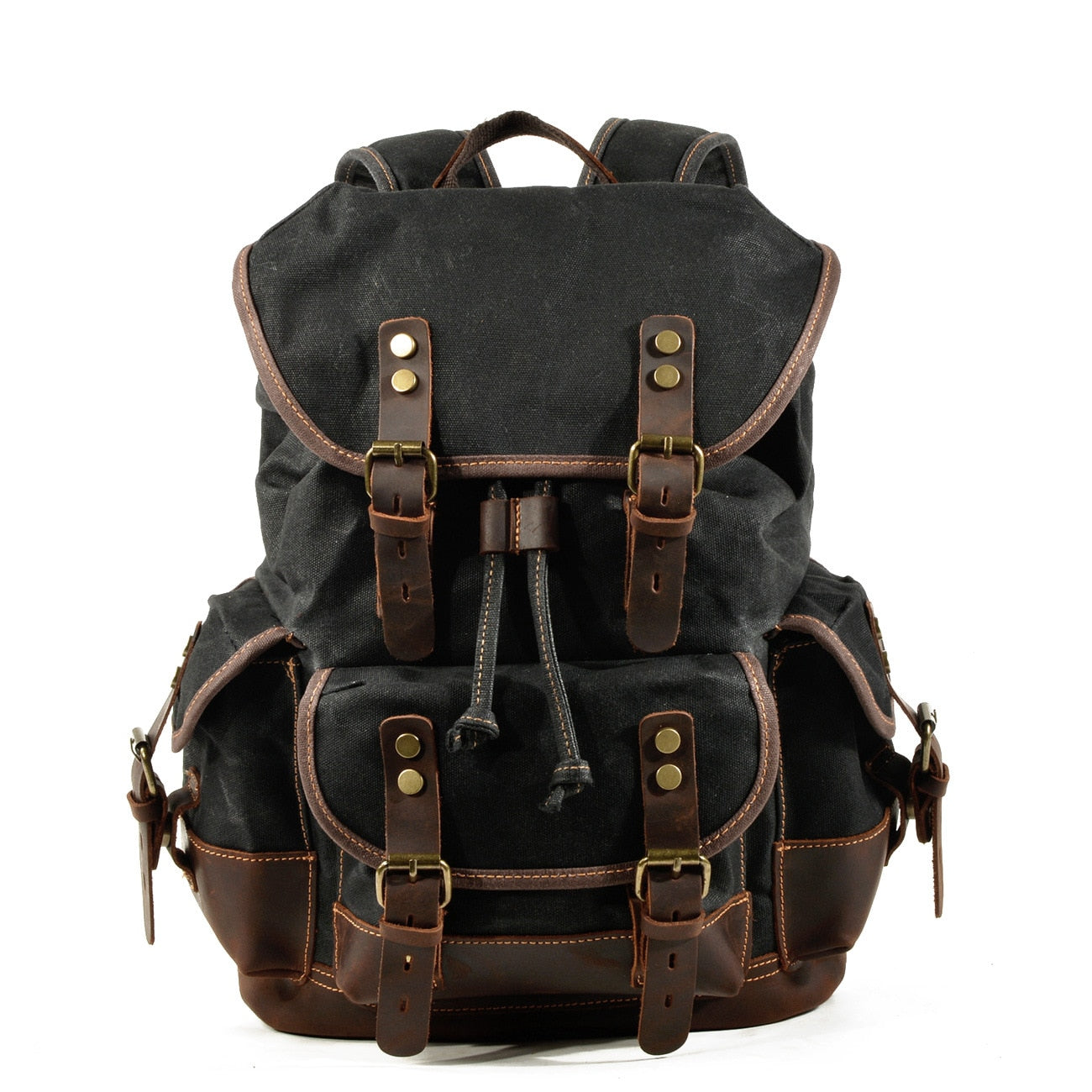 Men&#39;s outdoor shoulder casual student bag large capacity travel backpack canvas leather climbing bag