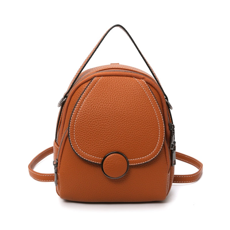 New Designer Fashion Women Leather Backpack Mini Soft Touch Multi-Function Small Backpack Female Ladies Shoulder Bag Girl Purse