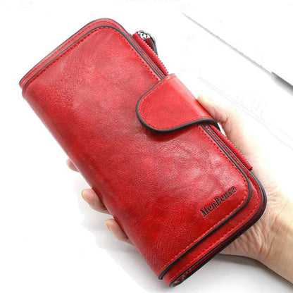 Women&#39;s wallet made of leather Wallets Three fold VINTAGE Womens purses mobile phone Purse Female Coin Purse Carteira Feminina