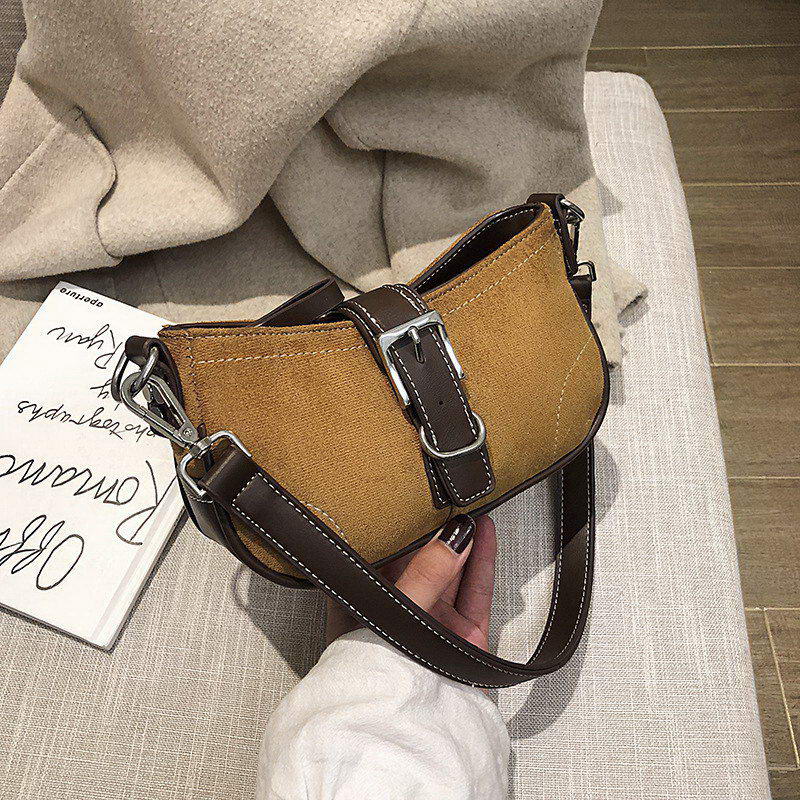 Ansloth Panelled Square Bags For Women Bags Canvas Shoulder Bags Ladies Hit Color Crossbody Female Fashion Bag Handbags HPS758