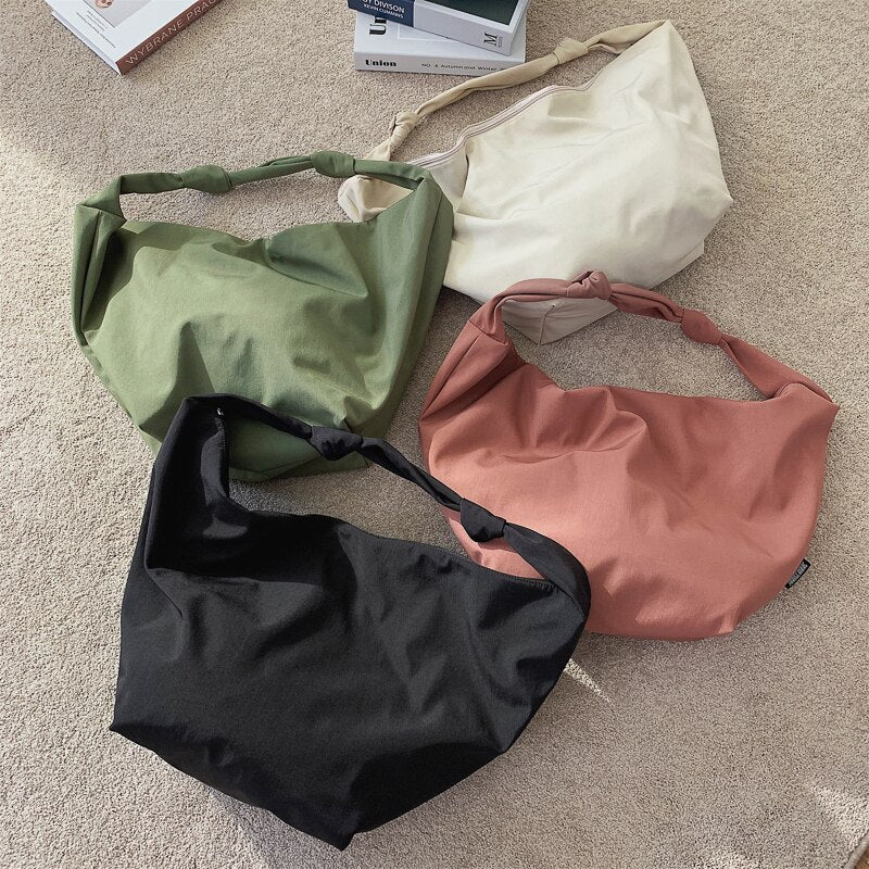Large Capacity Package For Women Waterproof Nylon Solid Black Shoulder Bags Korea Style Minimalist style Cloty Hobos New