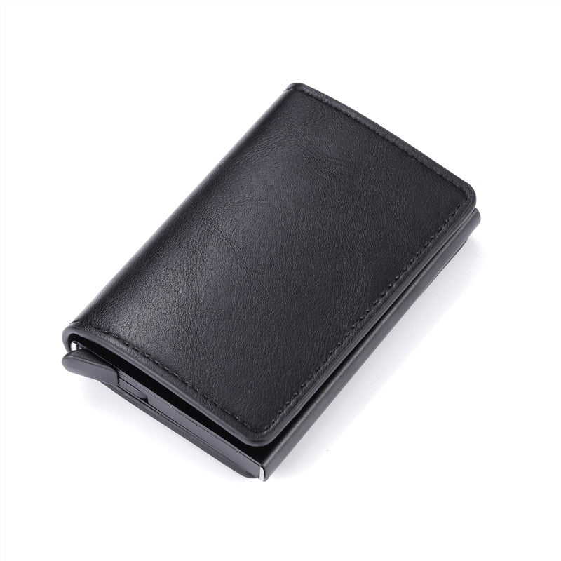 Business ID Credit Card Holder Men Women Coin Leather Wallet RFID Aluminium CardHolder Box with Money Clips Purse