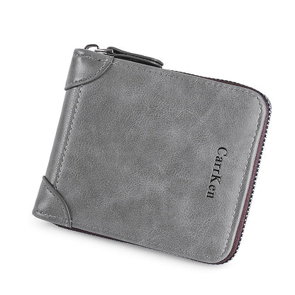 Men&#39;s Leather Wallet  Zipper Small Purse Card Holder Man Carteira Masculina Couro Coin Purse Man Porte Monnaie Money Bag