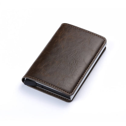 Business ID Credit Card Holder Men Women Coin Leather Wallet RFID Aluminium CardHolder Box with Money Clips Purse