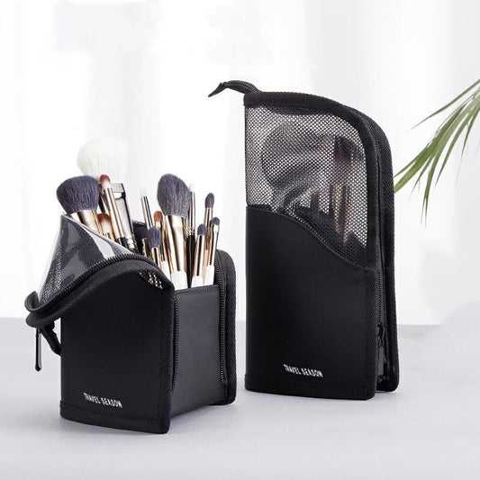 1 Pc Stand Cosmetic Bag for Women Clear Zipper Makeup Bag Travel Female Makeup Brush Holder Organizer Toiletry Bag
