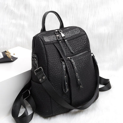 CFUN YA Fashion Backpack Women Genuine Leather Bagpack Anti-Theft Travle Bag Female Travel Shoulder Bag Black Back Bags Mochila