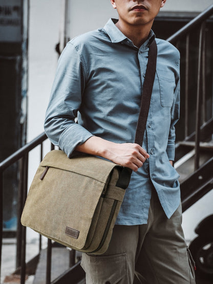 Shoulder Messenger Bag Canvas Men&#39;s Fashion Portable Outdoor Computer Bag Casual Korean Trend