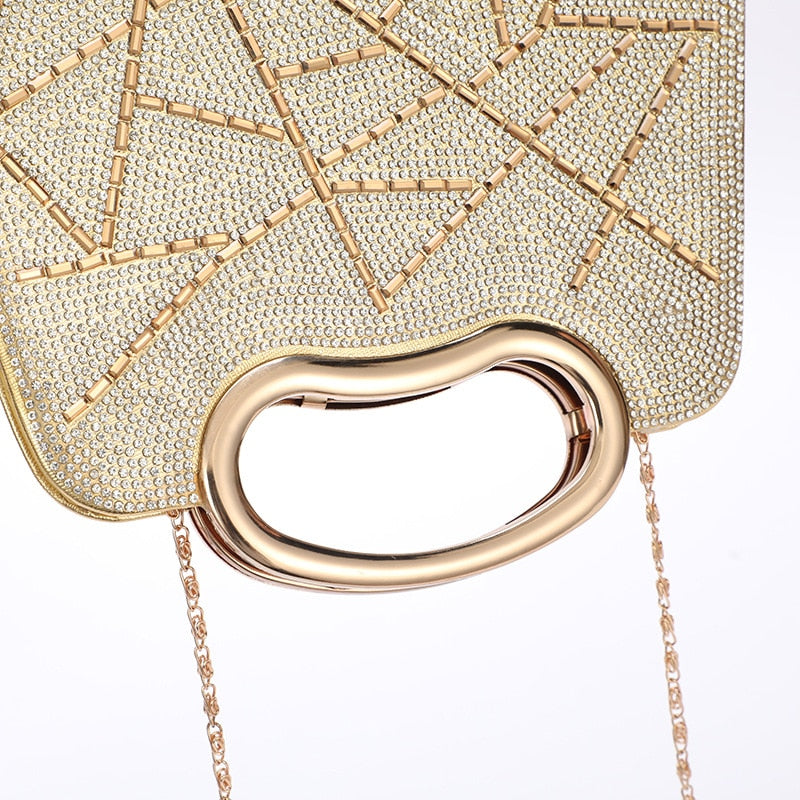 Evening Clutch Bag Purses and Handbags for Women Luxury Designer Irregular Crystal Rhinestone PU Leather Shoulder Bag ZD2099