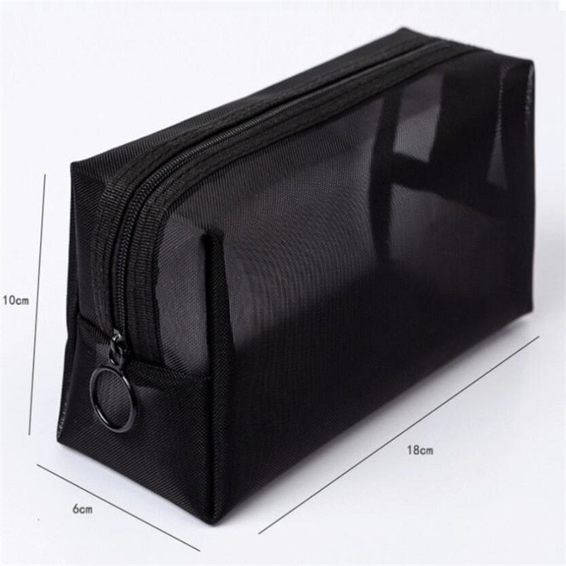 1PC Black Women Men Necessary Cosmetic Bag Transparent Travel Organizer Fashion Small Large Black Toiletry Bags Makeup Pouch