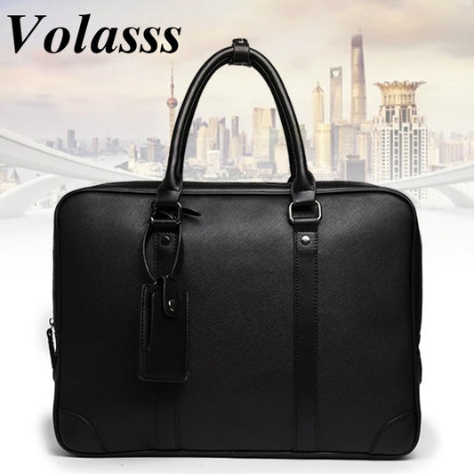 Volasss Men&#39;s Messenger Computer Bag Man 14-inch Leather Laptop Briefcase Handbag Multi-function Work Office Bags For Men