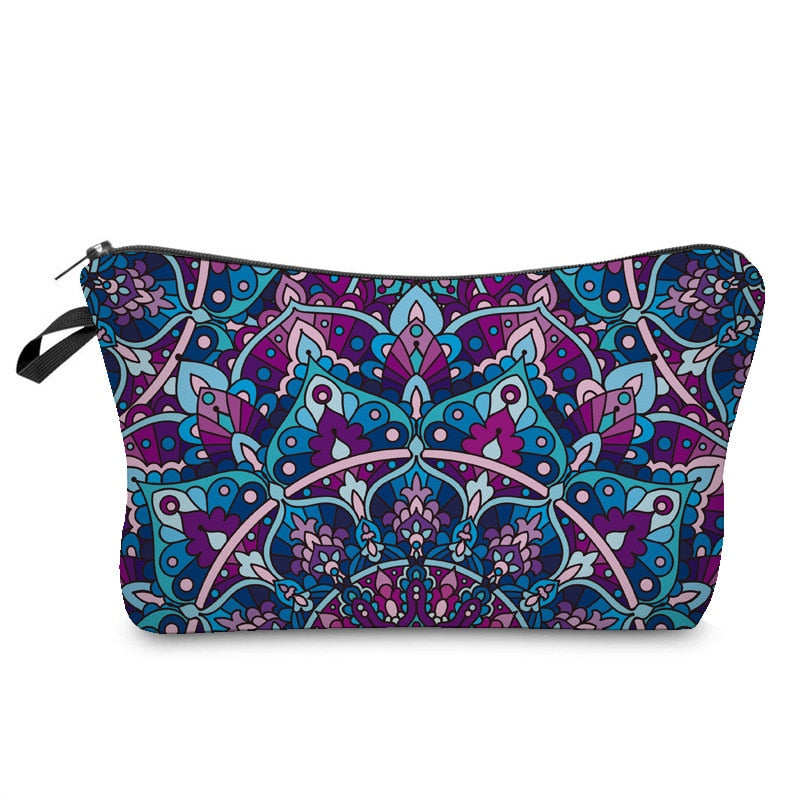 FUDEAM Polyester Mandala Pattern Portable Women Travel Storage Bag Toiletries Organize Cosmetic Bag Waterproof Female MakeUp Bag