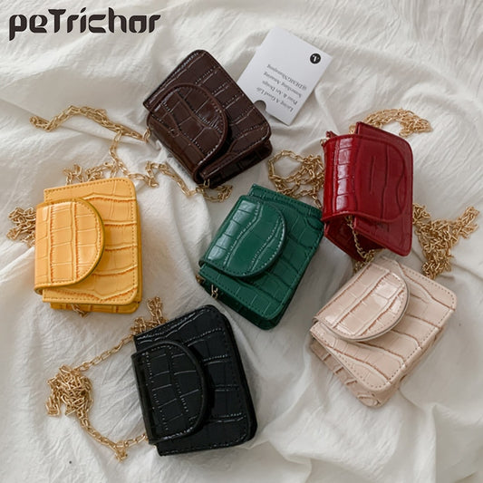 Mini Small Square Flap Bag Brand Fashion New Quality PU Leather Women&#39;s Handbag Crocodile Pattern Chain Shoulder Messenger Bags