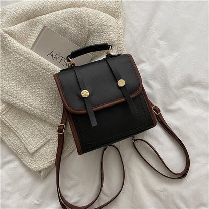 Messenger Bags Women Preppy Chic Students Vintage England Style Patchwork Crossbody Back Pack Teens PU Leather Soft Travel Bolsa