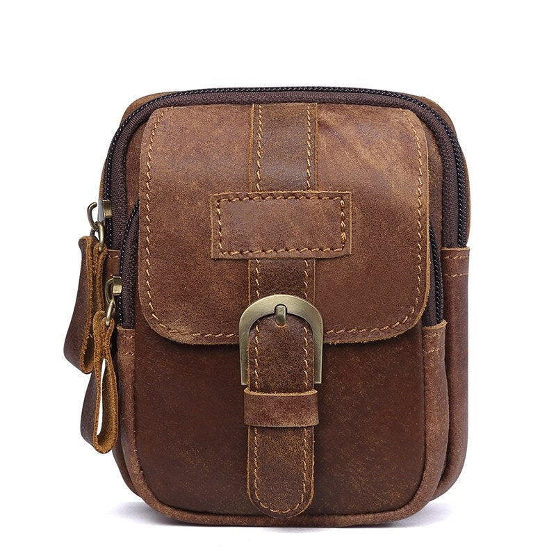 HOT!! Genuine Leather Bags Men High Quality Messenger Bags Small Travel Dark Brown Crossbody Shoulder Bag For Men