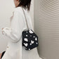 Vintage Hexagon Cow Milk Pattern Printing Women Shoulder Messenger Bag Fashion PU Leather Casual Ladies Small Crossbody Handbags