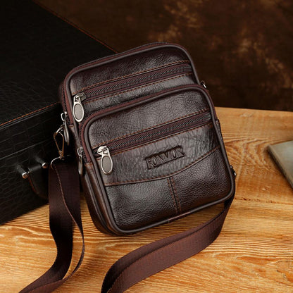 Solid Color Genuine Leather Shoulder Waist Bags Men Fanny Belt Packs Phone Pouch Casual Crossbody Bags сумка мужская