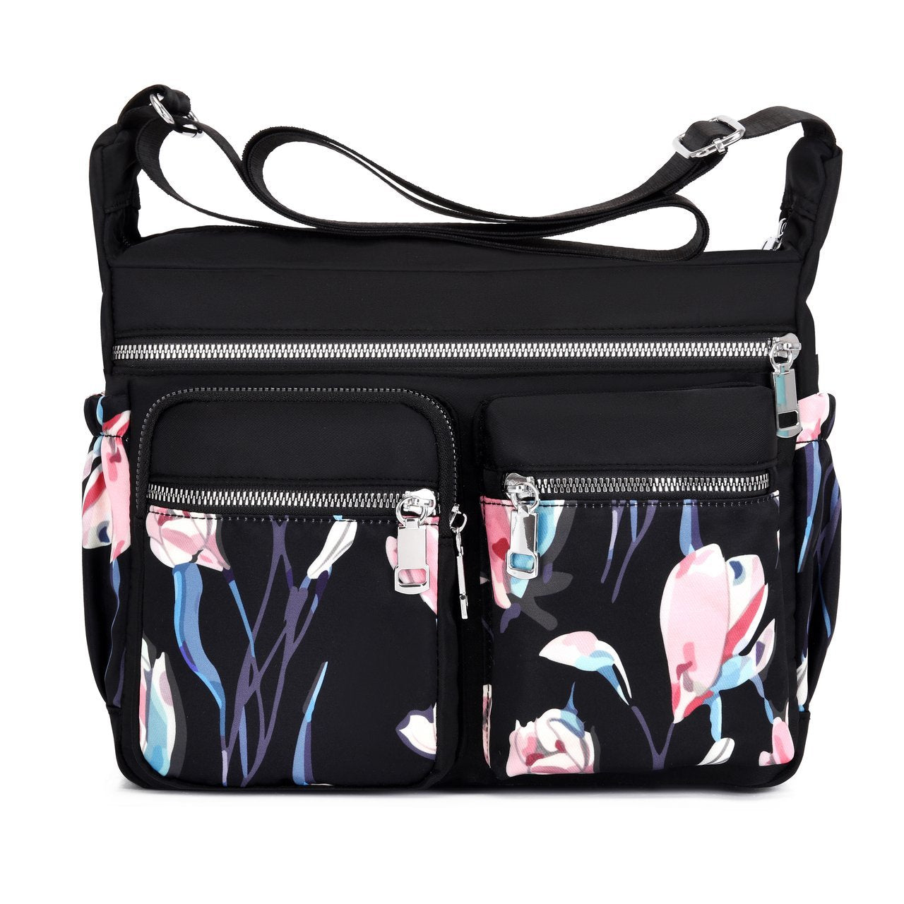 Geestock Women&#39;s Crossbody Bag Waterproof Nylon Flower Shoulder Messenger Bags Casual Top-handle Ladies Handbag Travel Tote