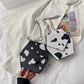 Vintage Hexagon Cow Milk Pattern Printing Women Shoulder Messenger Bag Fashion PU Leather Casual Ladies Small Crossbody Handbags