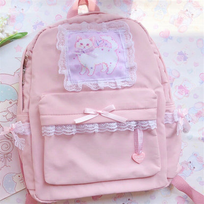 Cartoon Embroidery Backpacks For Teenage Girls Japanese Soft Girl Backpacks Lolita Cute Cat Backpack Travel Bag Pack