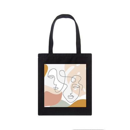 Korea Ulzzang Ins large capacity casual shopper bag fashion school bag Harajuku women shoulder bag art abstract face canvas bags