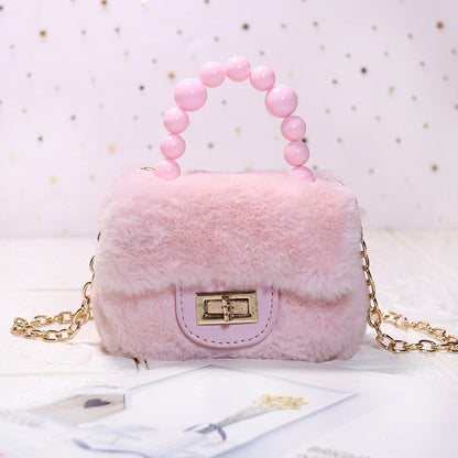 Kids Mini Purses and Handbags Faux Fur Crossbody Bags for Women Coin Wallet Girls Party Hand Bags Baby Money Clutch Bag