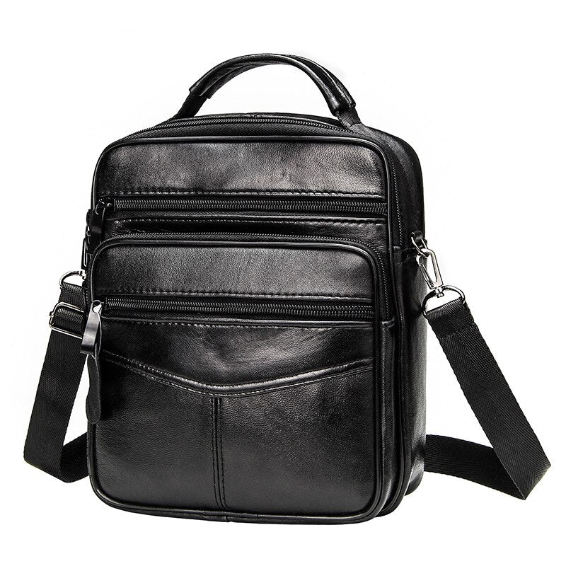 Leather Men&#39;s Messenger Bag Vintage Leather Male&#39;s Crossbody Bag Casual Business Men Big Bag Zipper Fashion Man Shoulder Bags