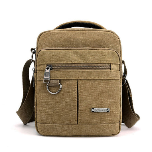 Canvas Shoulder Bag Men&#39;s New Korean Style Canvas Messenger Bag Outdoor Leisure Travel Portable Single-Shoulder Bag