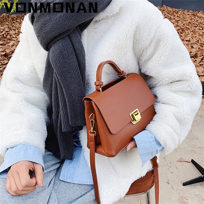 Vintage Tote Bag Winter New Quality PU Leather Women&#39;s Designer Handbag Purses Luxury Designer Mini Shoulder Messenger Bag