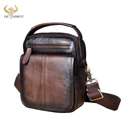 Hot Sale Crazy Horse Leather Fanny Waist Belt Bag Pack Design Messenger Satchel Cross-body Shoulder Tote bag For Men Male 8025