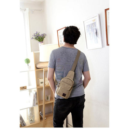 fashion Men&#39;s Small Chest Sling Bag Travel Hiking Cross Body Messenger Shoulder Backpack Solid Men Canvas Bag