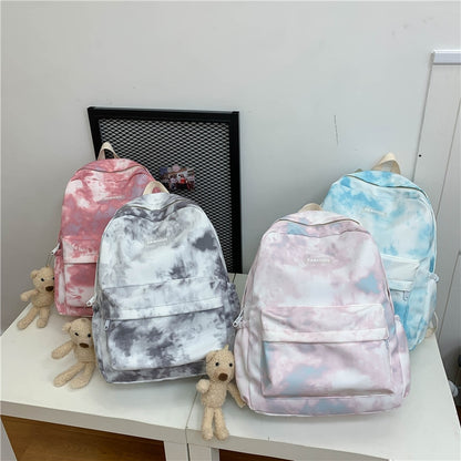 New Tie-dye Canvas Women Backpack Female Lovely Travel Bag Teenage Girls High Quality Schoolbag Lady&#39;s Knapsack Small Book Bag