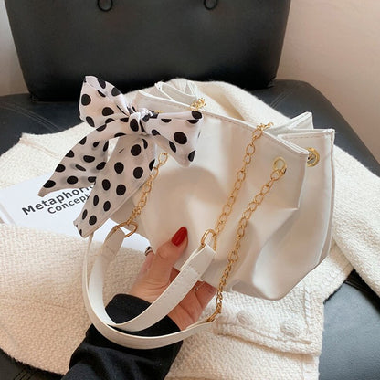 Pleated Shoulder Bags Women Ribbons Bow Bucket Stylish New Arrival Underarm Cross Body Elegant Party Street Chic Bolsa Practical