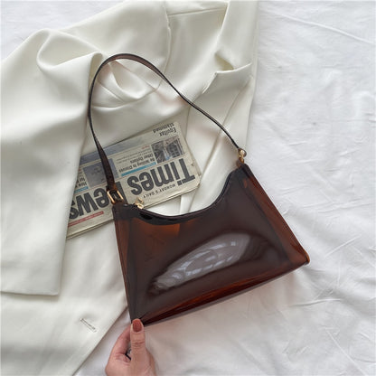 Summer Women&#39;s Transparent Jelly Bag Female Hobos Beach Shoulder Bags Candy Color Ladies Underarm Bag Hot Girls Purse Handbags