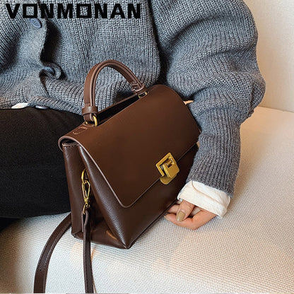 Vintage Tote Bag Winter New Quality PU Leather Women&#39;s Designer Handbag Purses Luxury Designer Mini Shoulder Messenger Bag