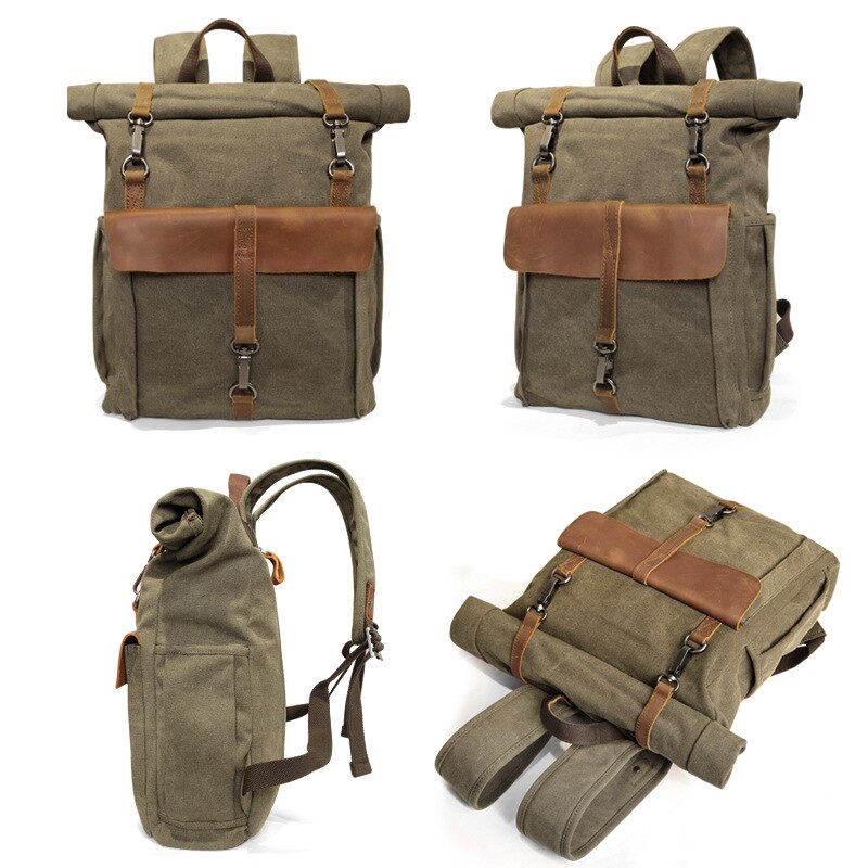 Fashion Vintage Men&#39;s canvas Laptop Backpack Male Casual Backpack School Bag Large Capacity Travel Mountaineering Bag