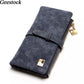 Geestock Women Long Wallets Coin Purse PU Matte Two Fold Wallets Zipper Mobile Phone Design Card Holder Ladies Clutches Wallet