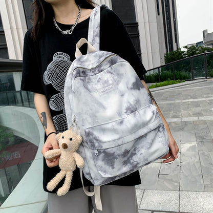 New Tie-dye Canvas Women Backpack Female Lovely Travel Bag Teenage Girls High Quality Schoolbag Lady&#39;s Knapsack Small Book Bag