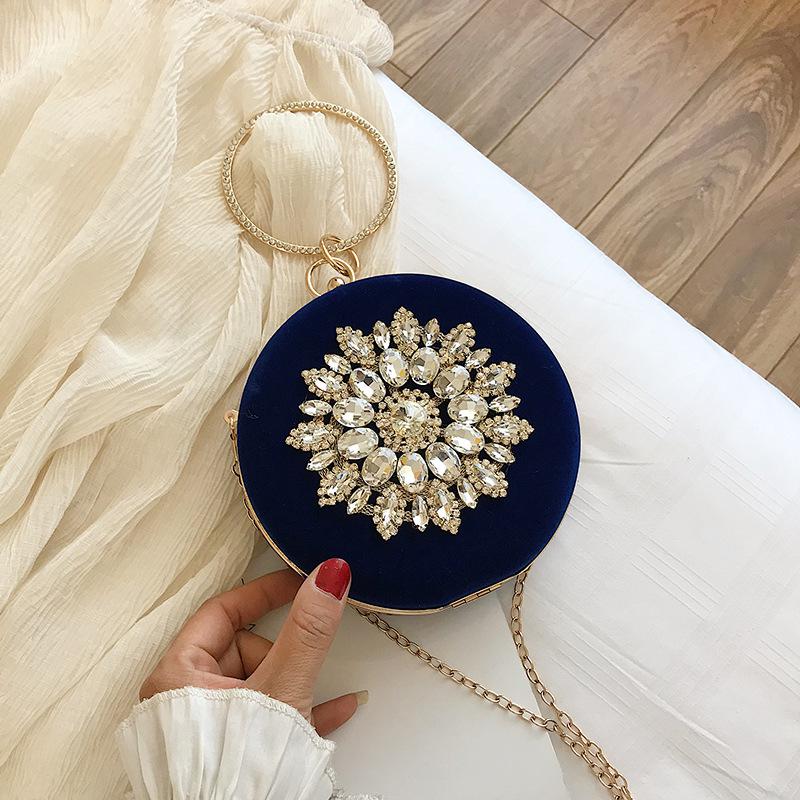 Luxury Crystal Evening Handbags Women Bags Designer Fashion Wedding Party Metal Diamond Clutch Purse Round