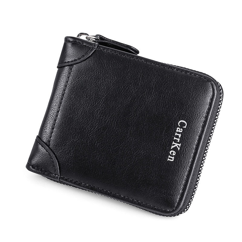 Men&#39;s Leather Wallet  Zipper Small Purse Card Holder Man Carteira Masculina Couro Coin Purse Man Porte Monnaie Money Bag