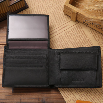 100% Genuine Leather Men Wallets Premium Product Real Cowhide Short Black Coffee