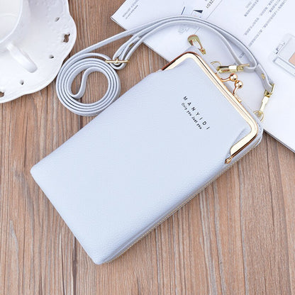 Letter Print Women&#39;s Wallet Pu Leather Shoulder Bag Female Zipper Coin Purses Card Holder Ladies Mobile Phone Handbag Pockets